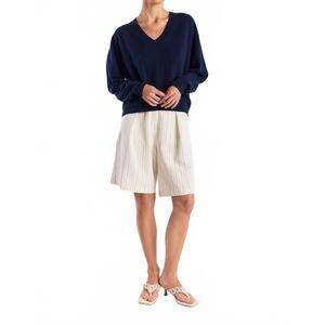 NEW BRODIE CASHMERE hailey v neck top in navy